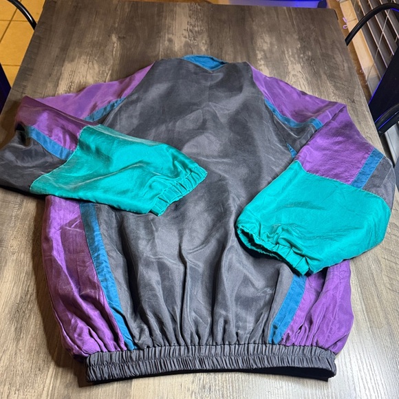 Retro 80’s All Silks 100% Silk Colorblock Windbreaker Jacket - Picture 4 of 4